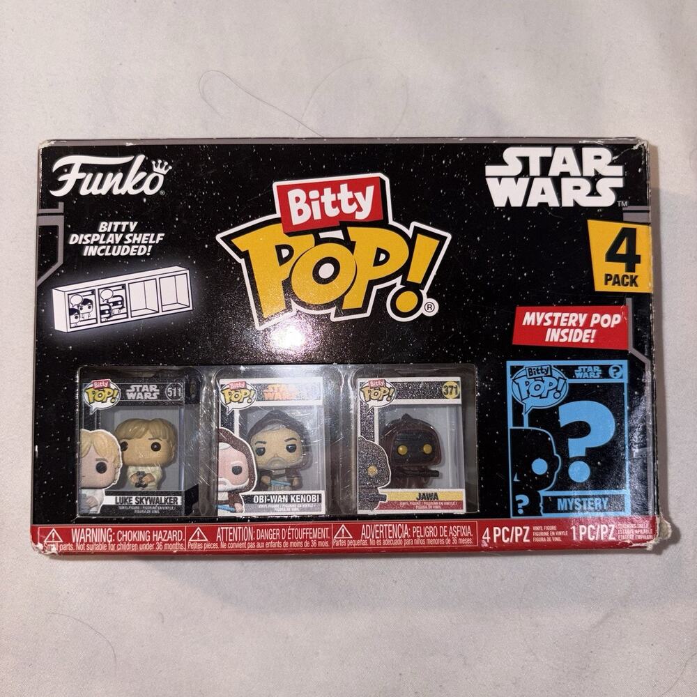 Funko Bitty Pop! Star Wars Luke Skywalker Obi Wan Jawa Mystery 4 Pack Figures
